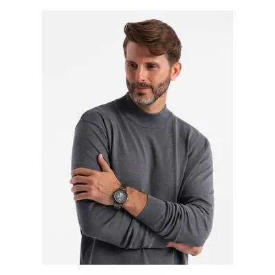 Ombre Men's knitted half-golf with viscose - grey melange