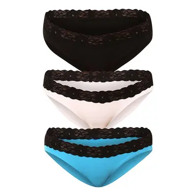 3PACK women's Styx panties with lace multicolored