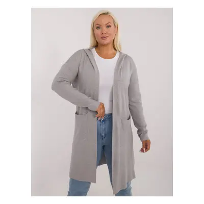 Grey plus size cardigan with hood