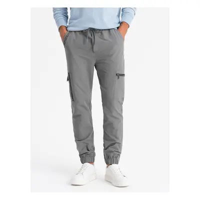 Ombre Men's jogger pants with cargo pockets and print - gray