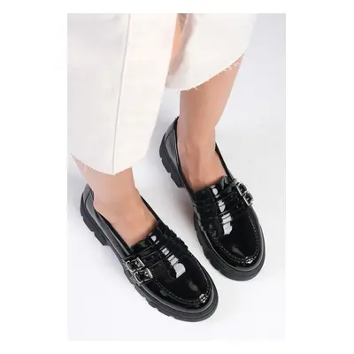 Mio Gusto Gaby Women's Loafers in Black Color with Thick soles.