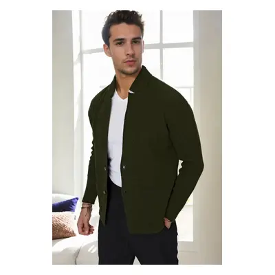 87095 Dewberry Mens Knitwear Cardigan-Khaki