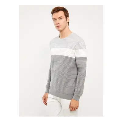 LC Waikiki Crew Neck Long Sleeve Color Block Men's Knitwear Sweater