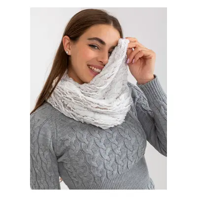 White-brown warm faux fur scarf