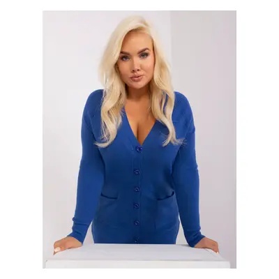 A dark blue sweater of a larger size