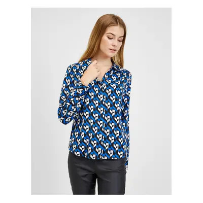 Orsay Black-Blue Ladies Patterned Blouse - Ladies