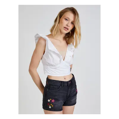 White Ladies Cropped Top with Ruffles TALLY WEiJL - Women