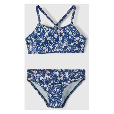 Blue Girly Floral Two Piece Swimsuit name it Felisia - unisex