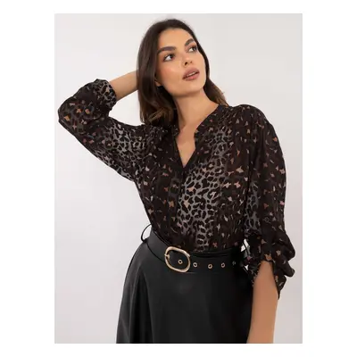 Dark grey blouse with leopard print OCH BELLA