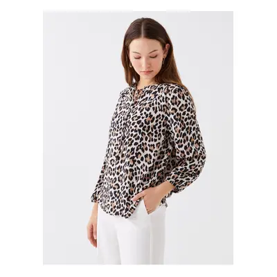 LC Waikiki Tie Collar Patterned Long Sleeve Women's Blouse