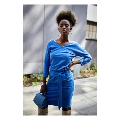 Indigo dress with waist tie