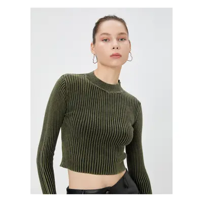 Koton Knitwear Sweater Washed Camisole Long Sleeve Round Neck