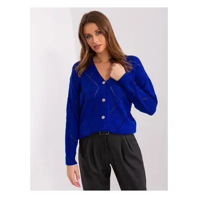 RUE PARIS cobalt blue sweater with a low neckline