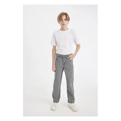 DEFACTO Boy Straight Fit Straight Leg Pocket Gray Jean Trousers