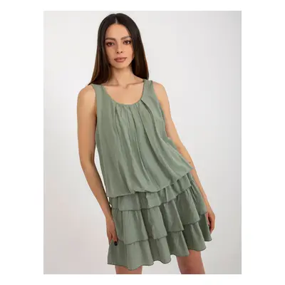 Khaki mini dress with frills OCH BELLA