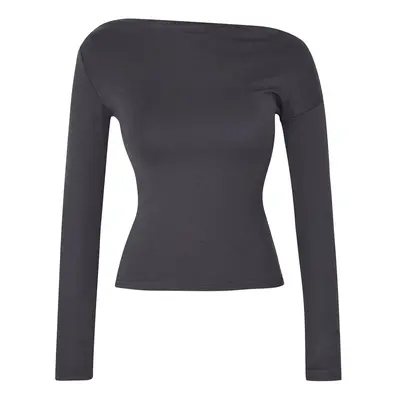 Trendyol Anthracite Plain Premium Soft Fabric Fitted/Fits the Body Boat Neck Knitted Blouse