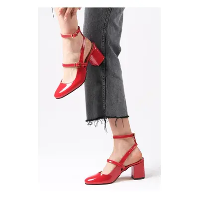 Mio Gusto Inessa Women's Red Color Open Back Heeled Shoes