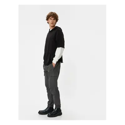 Koton Cargo Jogger Trousers Laced Waist Pocket Detail Cotton