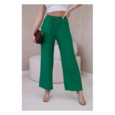 Viscose wide green trousers