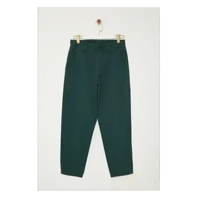 Trendyol Green Balloon Fit Cotton Gabardine Woven Trousers