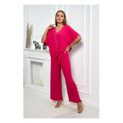 Set of blouse with fuchsia-colored trousers