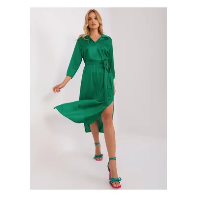 Green cocktail dress with tie belt