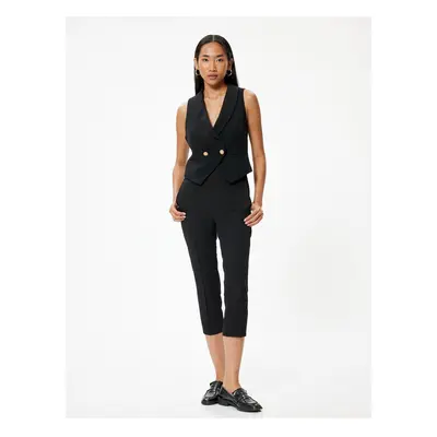 Koton Capri Trousers with Pockets and Rib Detail