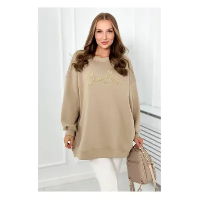 Insulated sweatshirt with Ciao Bella inscription light beige