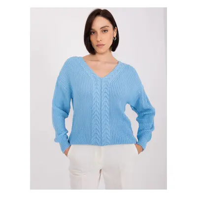 Light blue women's sweater with cuffs