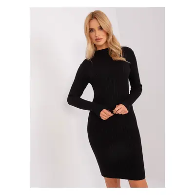 Black ribbed knit dress