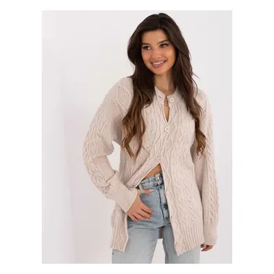 Beige cardigan with button closure