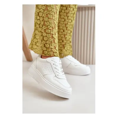 Women's platform sneakers with decorative lacing white Mistra