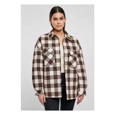 Women's flannel padded overshirt pink/brown