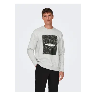 Light grey mens brindle sweatshirt ONLY & SONS Oren - Men