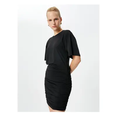 Koton Mini Dress Short Sleeve Crew Neck Draped