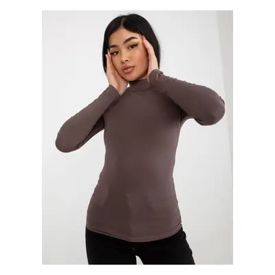 Women's basic turtleneck Rue Paris Cassie - dark brown