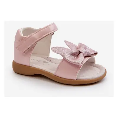 Children's sandals with bow and Velcro fastening, pink Wistala