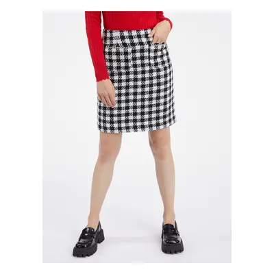 Orsay Women's White and Black Plaid Skirt - Women