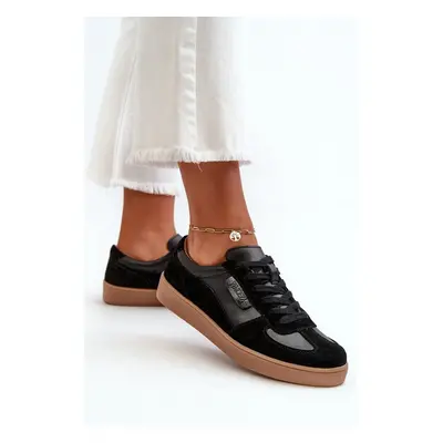 Women's leather sneakers black Vinceza