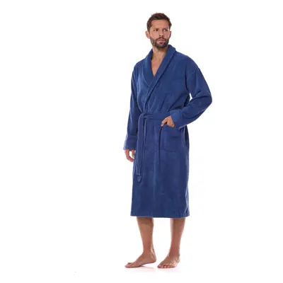 Cotton Long Navy Navy Robe