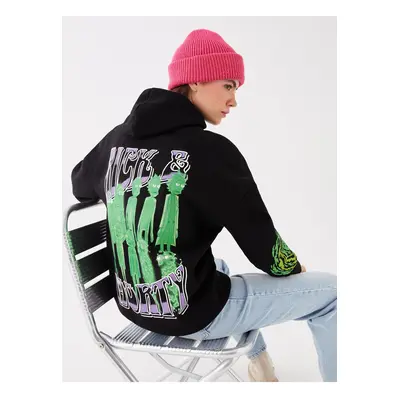 LC Waikiki Women's Rick and Morty Printed Long Sleeve Oversize Hoodie