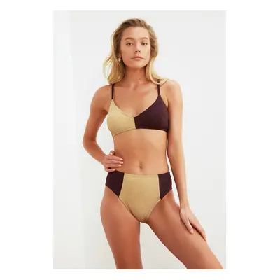 Trendyol Gold Mürdüm Color Block Magas derék Bikini alsó