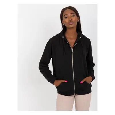 Basic black zip-up sweatshirt with pockets