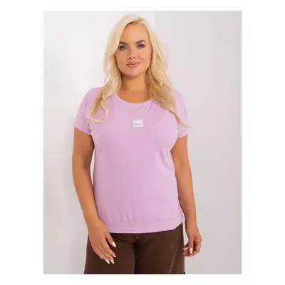 Light purple plus size blouse with applique