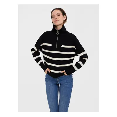 Cream-black striped sweater VERO MODA Saba - Women's