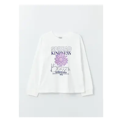 LC Waikiki Crew Neck Printed Long Sleeve Girls' T-Shirt