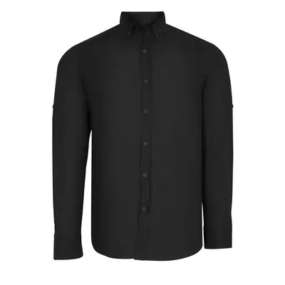 G721 DEWBERRY MENS SHIRT-PLAIN BLACK