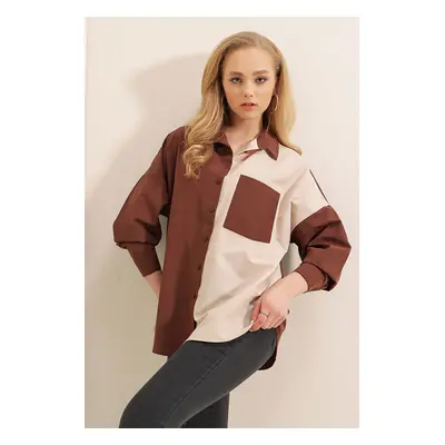 Bigdart Color Block Shirt - Brown