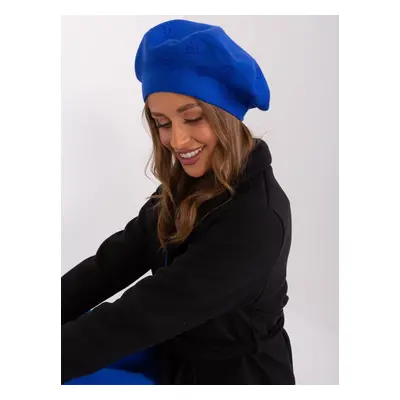 Cobalt blue women's beret with appliqué