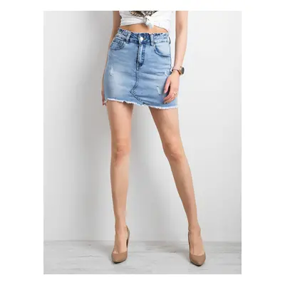 Women's blue denim mini skirt